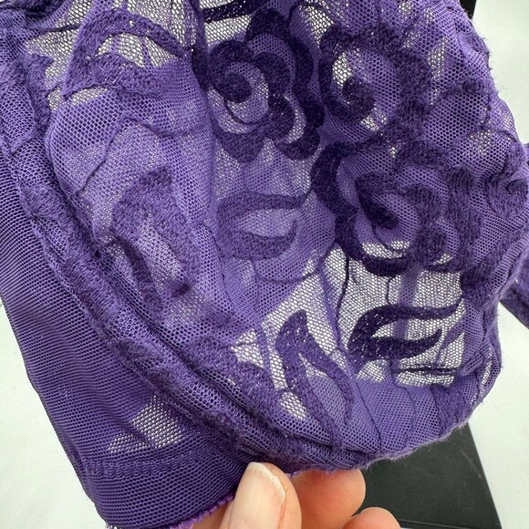 Cacique 42DDD Underwire purple Lace Bra French Coverage - Picture 2 of 7